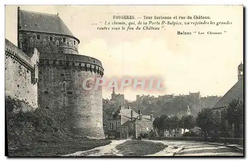 Cartes postales Fougeres Tour Surienne et rue du Chateau