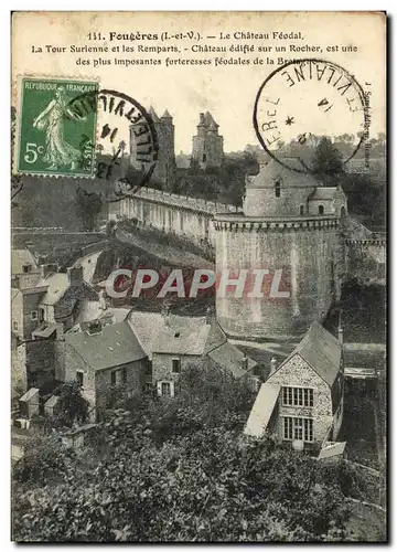 Ansichtskarte AK Fougeres Le Chateau Feodal La tour Surienne et les remparts