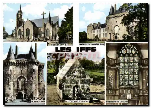 Cartes postales moderne Les Iffs Eglise Chateau de Montmuran Fontaine St Fiacre Pont levis