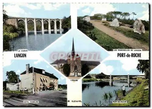 Cartes postales moderne Langon Port de Roche Le vaiduc Les demoiselles Hotle Hameline Pont de Roche