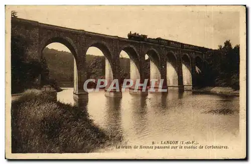 Cartes postales Langon Le train de Rennes passant sur le viaduc de Corbinieres