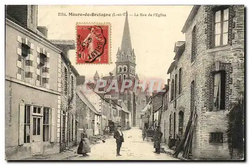 Ansichtskarte AK Maure de Bretagne La Rue de L Eglise