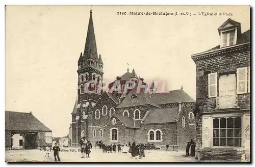 Ansichtskarte AK Maure de Bretagne L eglise et la place Enfants