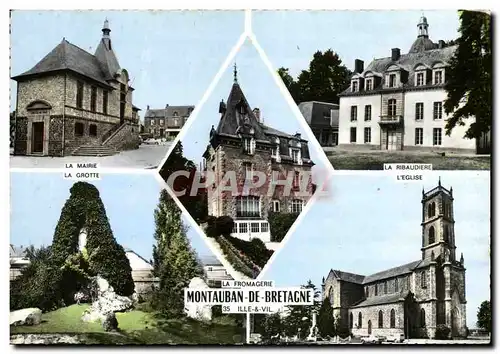 Cartes postales moderne Montauban De Bretagne Mairie Grotte Ribaudiere Fromagerie