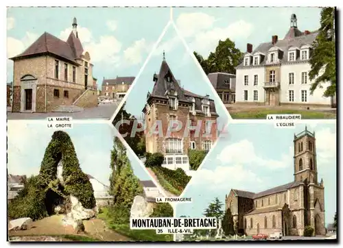 Cartes postales moderne Montauban De Bretagne Ribaudiere Mairie Eglise Grotte