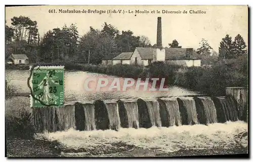 Cartes postales Montauban de Bretagne Le Moulin et le Deversoir de Chaillou