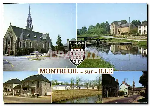 Cartes postales moderne Montreuil Sur Ille Eglise Ecluse Mairie et Poste