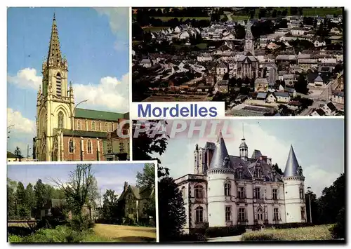 Cartes postales moderne Mordelles Eglise Vue generale Le pont Le chateau de la Chesnaie