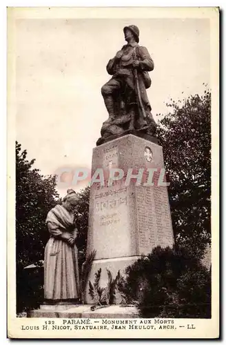 Cartes postales Parame Monument Aux Morts Militaria