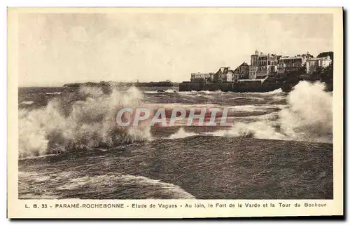 Cartes postales Parame Rochebonne Etude de Vagues Au loin le fort de la Varde et la Tour du bonheu