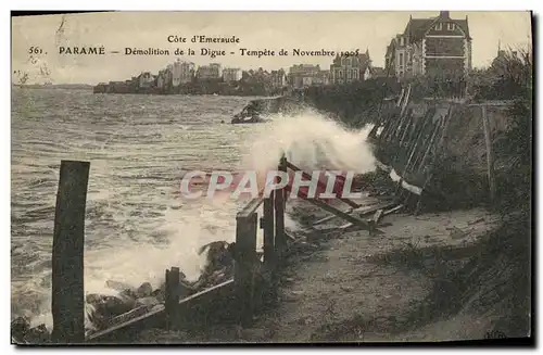 Cartes postales Parame Demolition de la Digue Tempete de novembre 1905