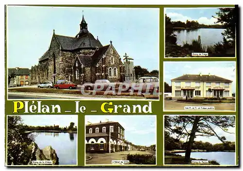 Moderne Karte Plelan Le Grand Etang de la Cheze Etang de TRgu Hotel de ville Etang du Perray PTT et TResor Pub