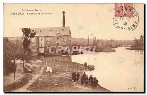 Cartes postales Environs de Rennes Pont Rean Le Moulin et le Deversoir Enfants