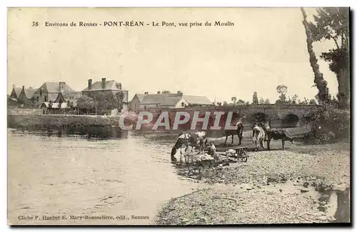 Cartes postales Environs de Rennes Pont Rean Le Pont Vue Prise du Moulin Vaches Lavandiere