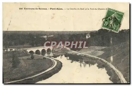 Cartes postales Environs de Rennes Pont Rean La courbe du Boel et le pont du chemin