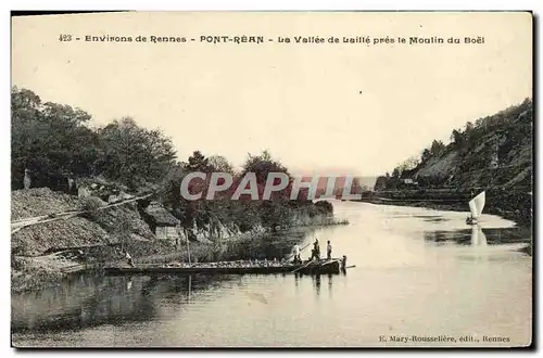 Cartes postales Environs de Rennes Pont Rean La Vallee de Laille Pres le Moulin du Boel Barque