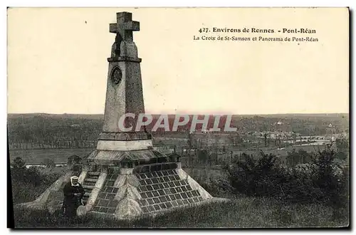 Cartes postales Environs de Rennes Pont Rean La Croix de St Samson et Panorama de Pont Rean Vieille femme