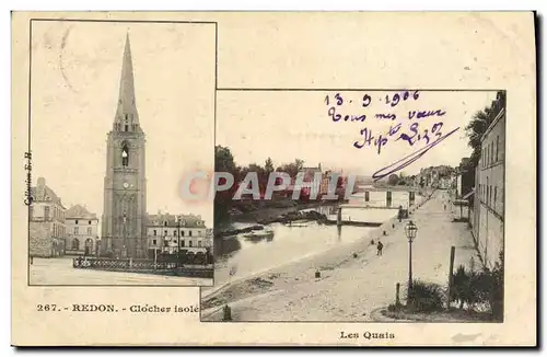 Cartes postales Redon Clocher isole Les Quais