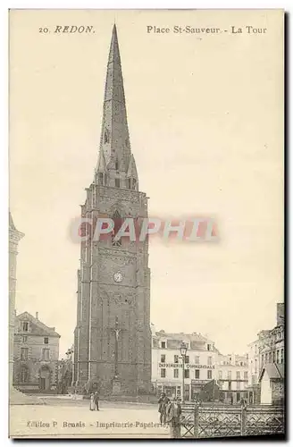 Cartes postales Redon Place St Sauveur La Tour Imprimerie Commerciale