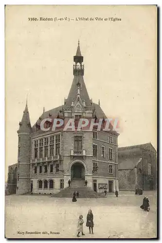 Cartes postales Redon L Hotel de Ville et l Eglise