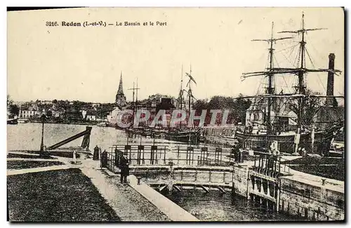 Cartes postales Redon Le Bassin et le Port Bateau Voilier