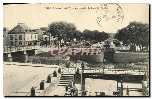 Cartes postales Redon Le Canal et le Pont St Nicolas