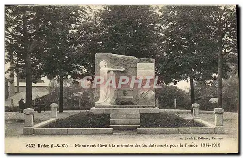 Cartes postales Redon Monument eleve a la memoire des Soldats morts pour la France Militaria