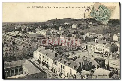 Cartes postales Redon Vue panoramique prise la Tour Train Gare