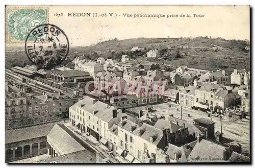 Cartes postales Redon Vue panoramique prise de la Tour Train Gare