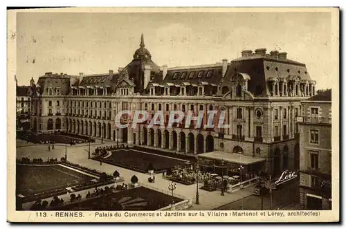 Cartes postales Rennes Palais du Commerce et Jardins sur la Vilaine