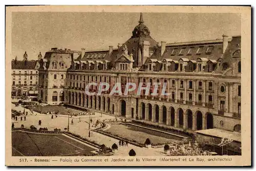 Cartes postales Rennes Palais du Commerce et Jardins sur la Vilaine