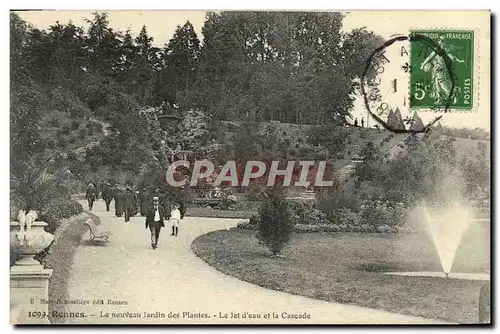 Cartes postales Rennes Le nouveau Jardin des Plantes Le jet d eau et la cascade