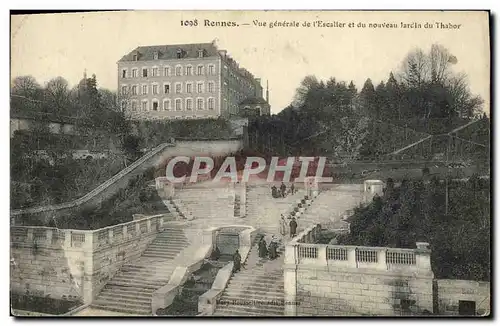 Cartes postales Rennes Vue generale de l Escaller et du nouveau Jardin du Thabor