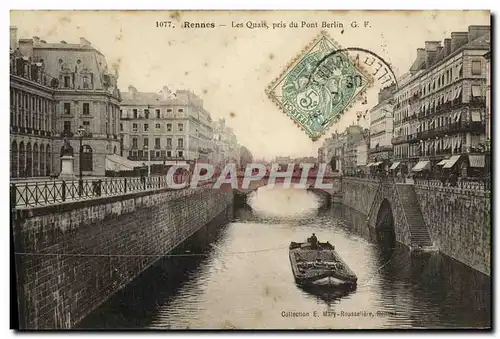 Cartes postales Rennes Les Quais pris du Pont Berlin Peniche Bateau