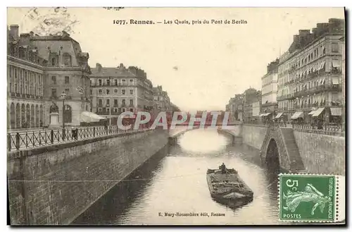 Cartes postales Rennes Les Quais pris du Pont Berlin Peniche Bateau