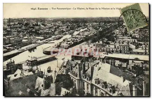 Cartes postales Rennes Vue Panoramique La Vilaine la Place de la Mission et le Mail