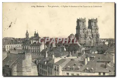 Cartes postales Rennes Vue gnerale L Eglise St Sauveur et les Tours de la Cahtedrale