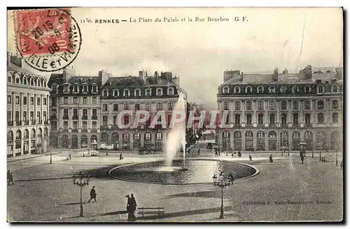 Ansichtskarte AK Rennes La Place du Palais et la rue Bourbon