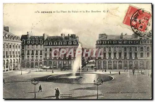 Ansichtskarte AK Rennes La Place du Palais et la rue Bourbon