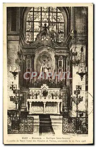 Cartes postales Rennes Basilique Saint Sauveur Chapelle de Notre Dame des miracles et vertus