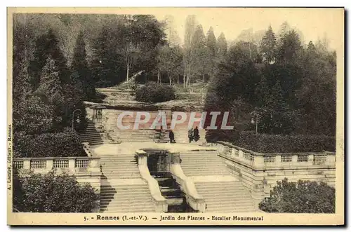 Cartes postales Rennes Jardin des Plantes Escalier Monumental