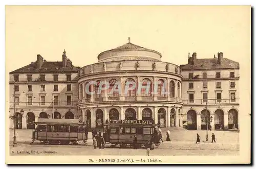 Ansichtskarte AK Rennes Le Theatre Tramway Nouvelliste