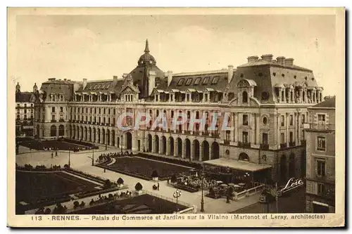 Cartes postales Rennes Palais du Commerce et Jardins sur la Vilaine