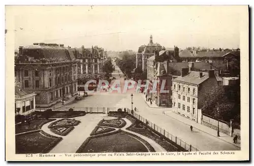 Cartes postales Rennes Vue panoramique prise du Palais Saint Georges vers la Gare le Lycee et Faculte des Scienc