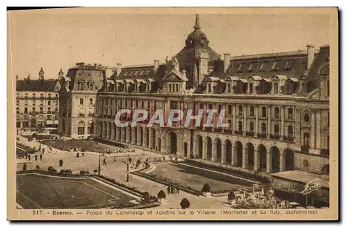 Ansichtskarte AK Rennes Palais du Commerce et Jardins sur la Vilaine