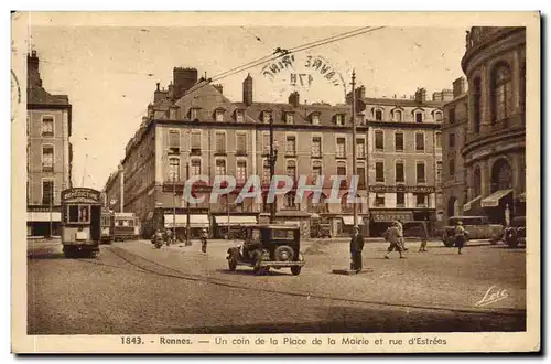 Cartes postales Rennes Un coin de la Place de la Mairie et rue d Estrees