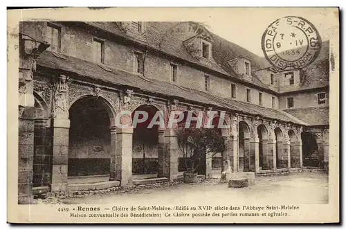 Cartes postales Rennes Cloitre de Saint Melaine dans l abbaye Sainte Melaine Maison conventuelle des Benedictins