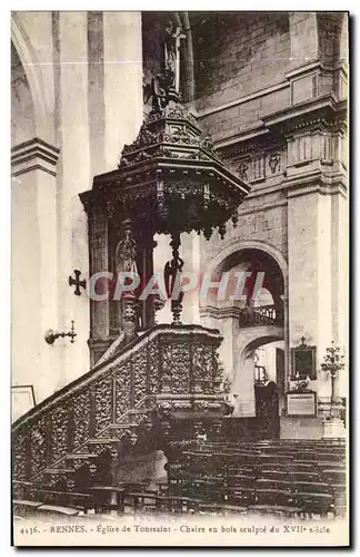 Cartes postales Rennes Eglise de Toussaint Chaire en bois sculpte du XVlle siecle