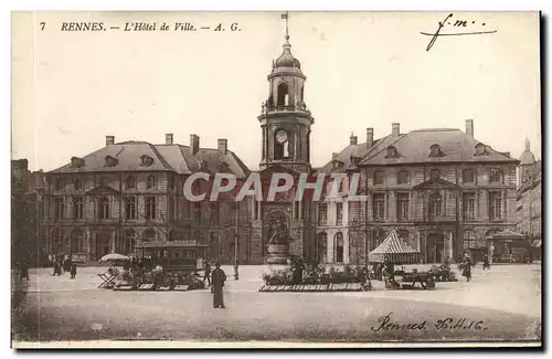 Cartes postales Rennes L Hotel de Ville Tramway