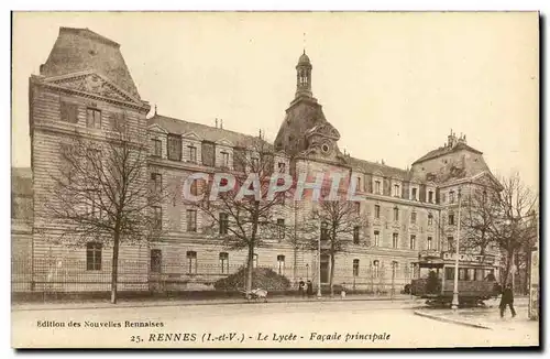 Cartes postales Rennes Le Lycee Facade Principale Tramway